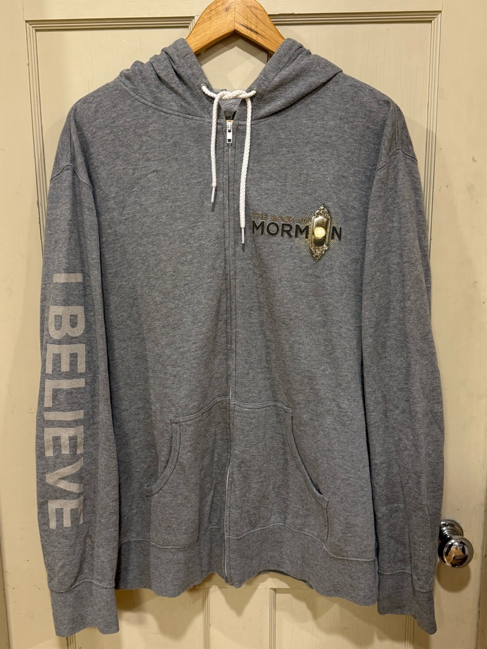 Grey 'I Believe' The Book of Mormon Hooded Zip Sweater